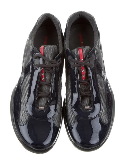 prada americas cup grey patent leather men'|prada men's america's cup patent leather patchwork sneakers.